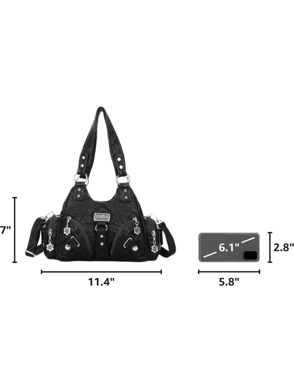 Chic Small Hobo Shoulder Bag - Vegan Leather Multi-Pocket Tote with Zipper